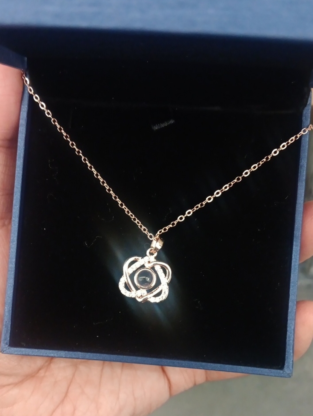 Rose Gold Double Heart Pendant Necklace With Hidden Message
